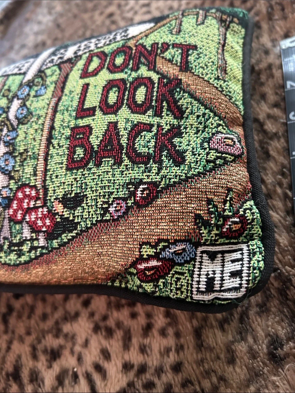 Mary Engelbreit Green and Brown 'Don't Look Back' Decorative Accent Pillow